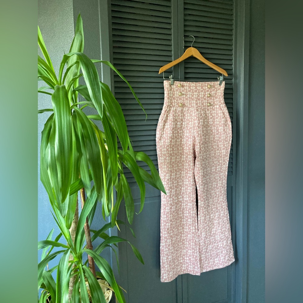SHEIN Pink Patterned Flare Pants